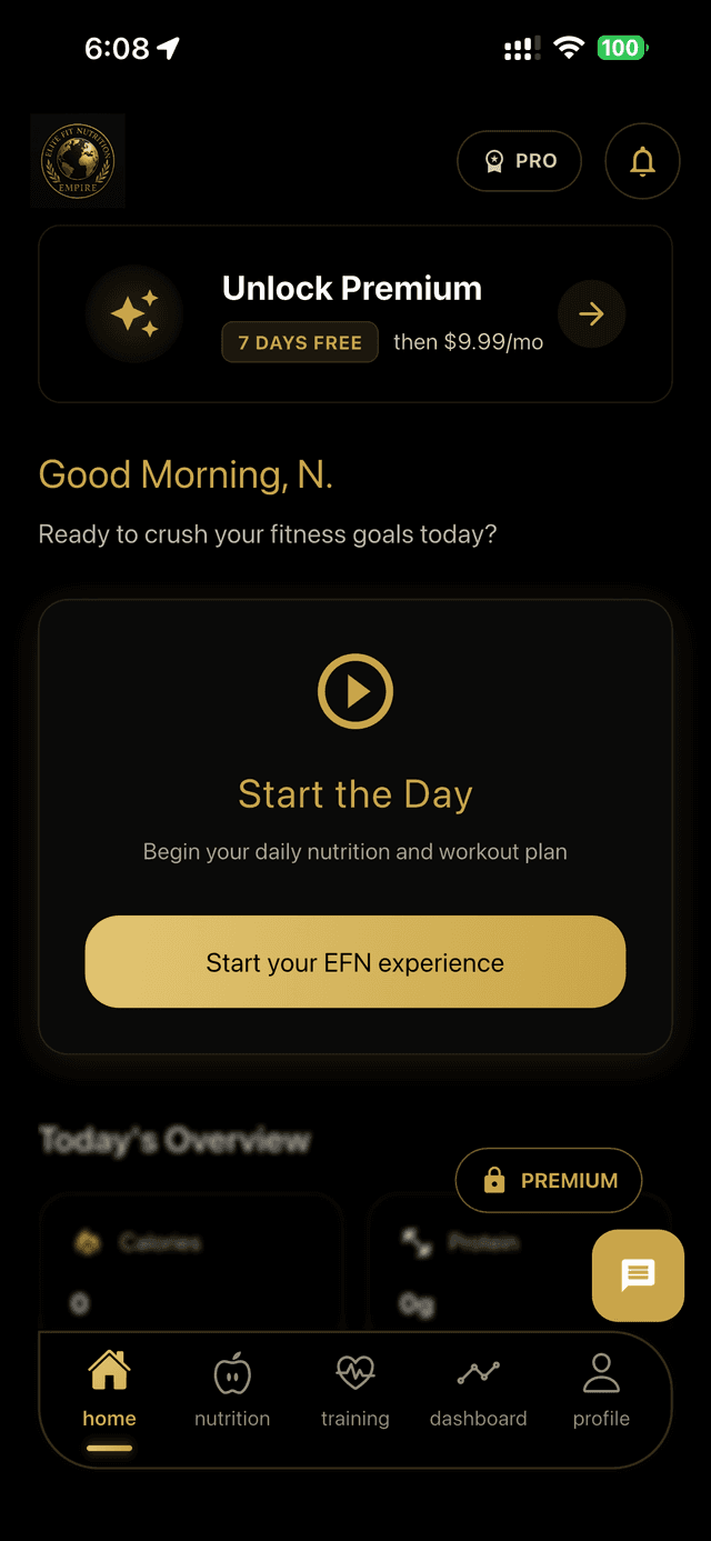 EFN App Home Screen